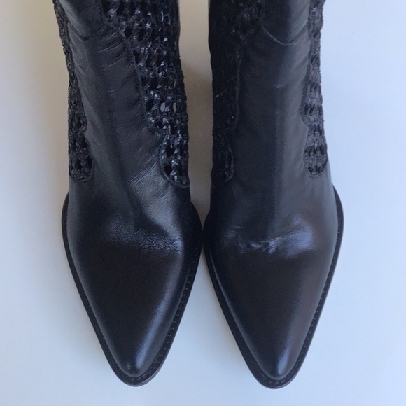Rare Zara western cowboy open weave pointy heeled black ankle boots - Picture 13 of 16